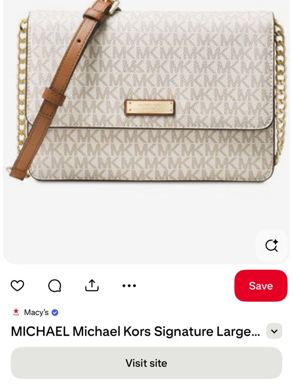 Michael Kors Signature Crossbody in Cream and Tan with Gold Hardware
